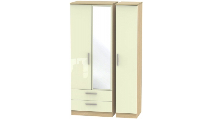 TALL TRIPLE 2 DRAWER MIRROR ROBE 