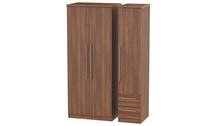 Tall Triple Plain & Drawer Wardrobe